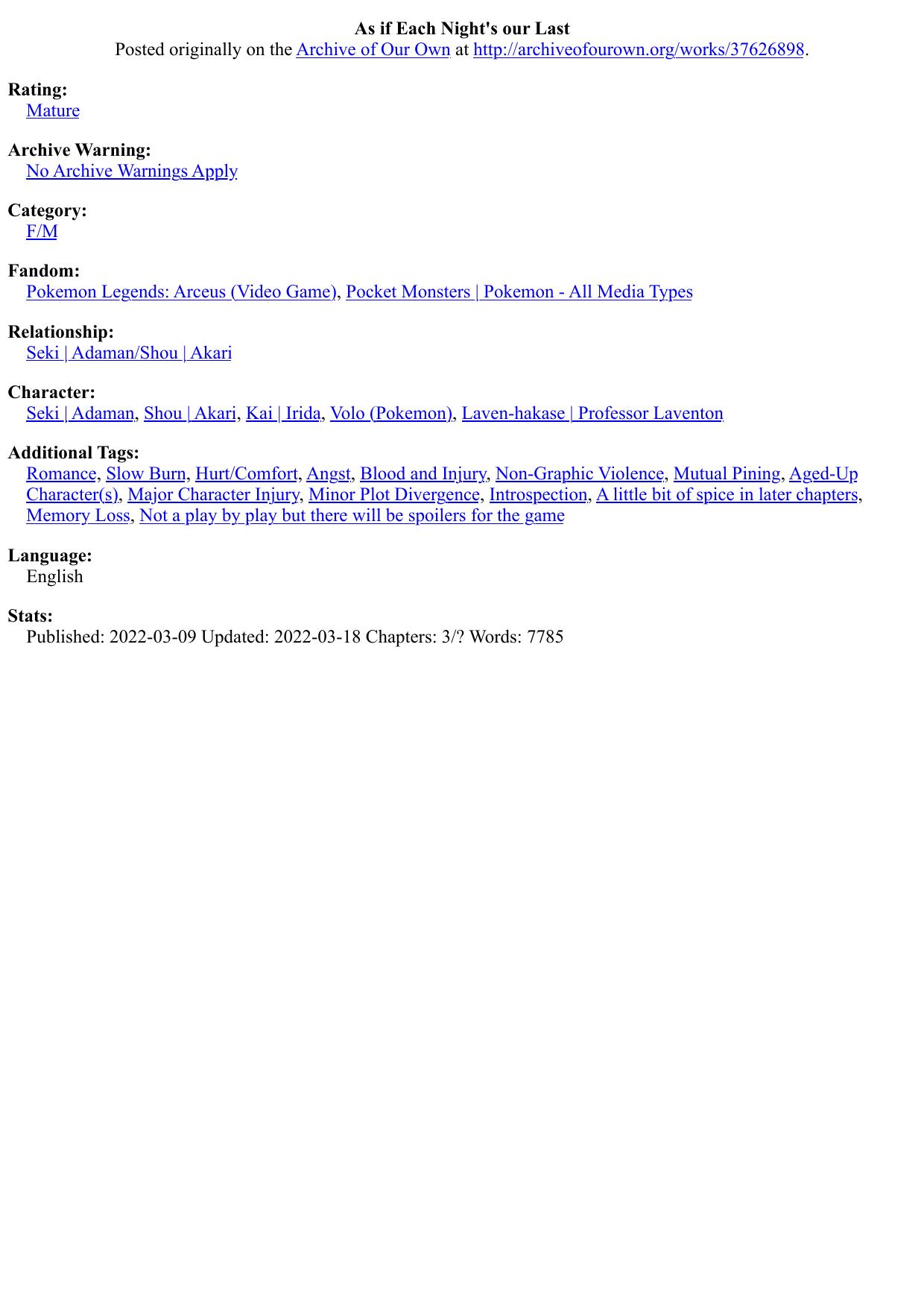 As if Each Night's our Last