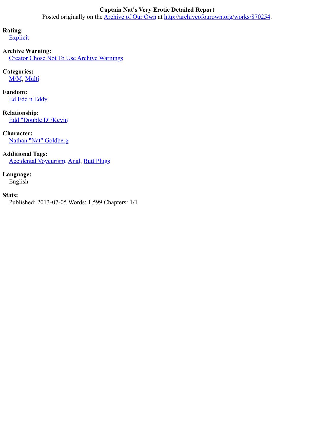 Captain Nat's Very Erotic Detailed Report