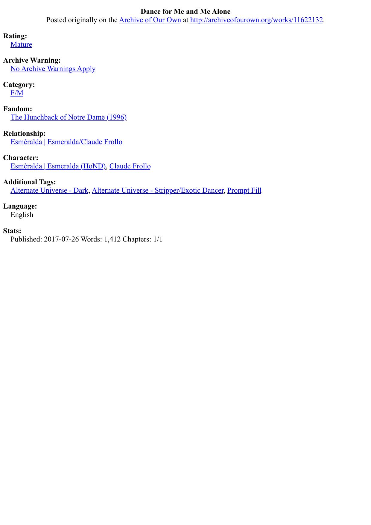 Dance for Me and Me Alone