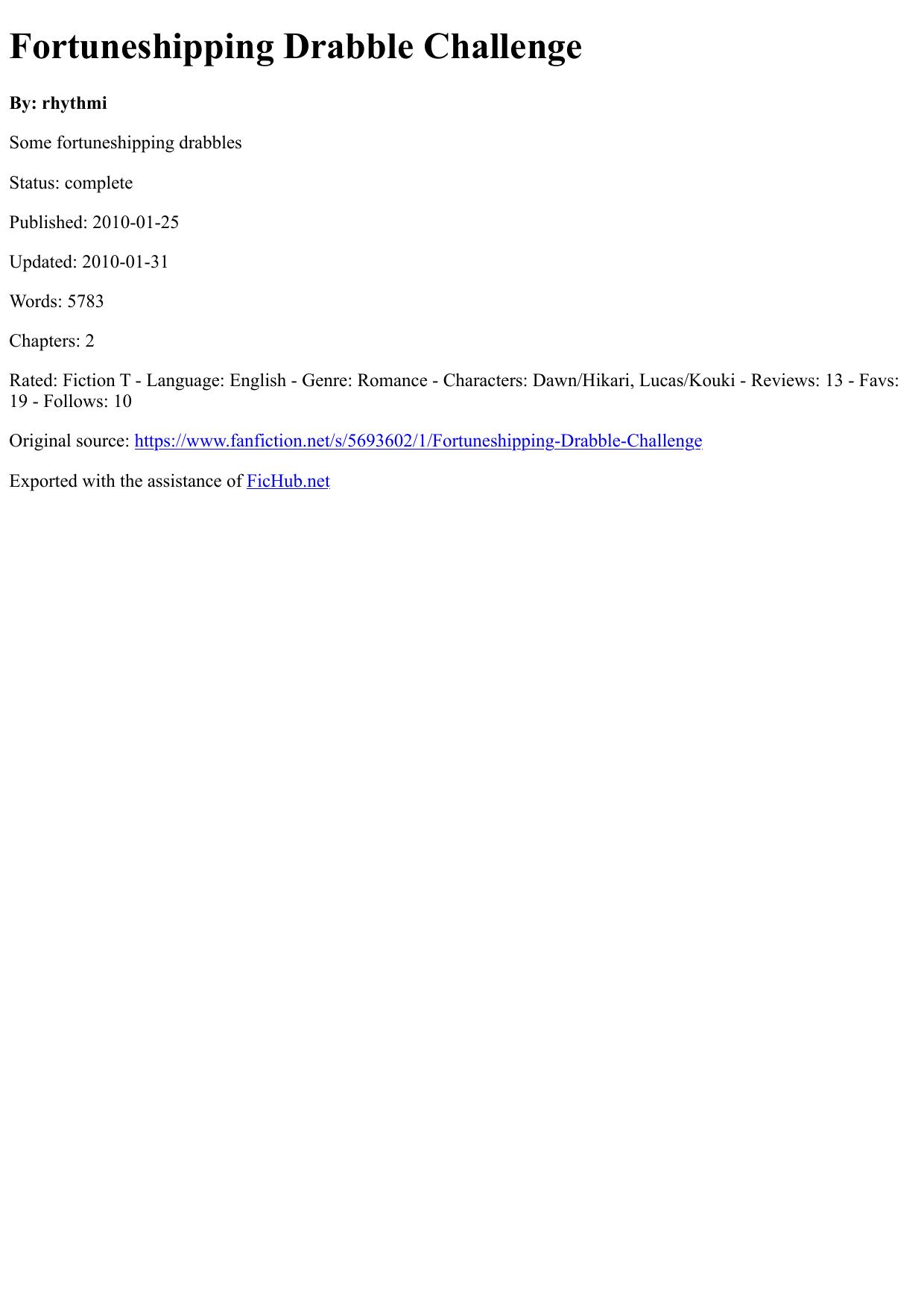 Fortuneshipping Drabble Challenge