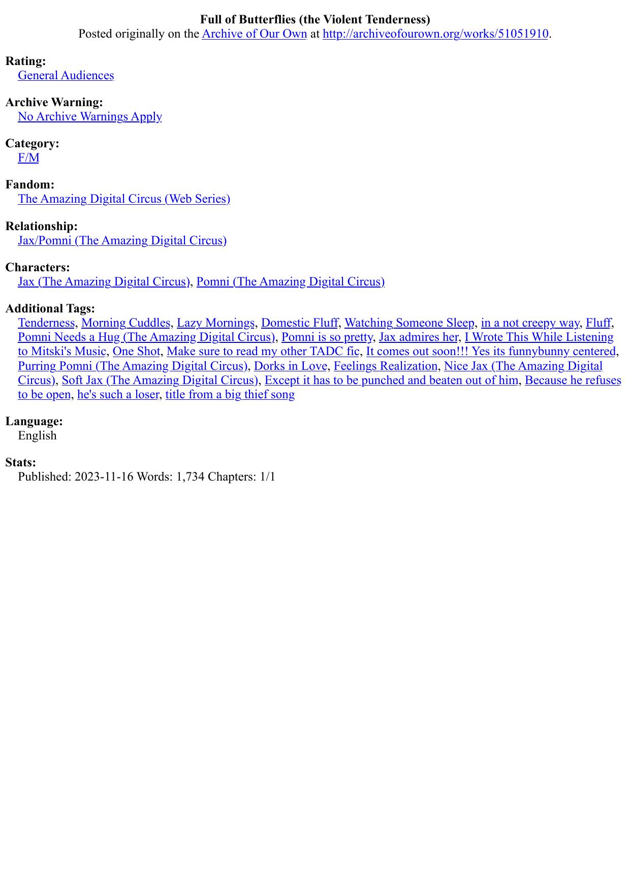 Full of Butterflies (the Violent Tenderness)