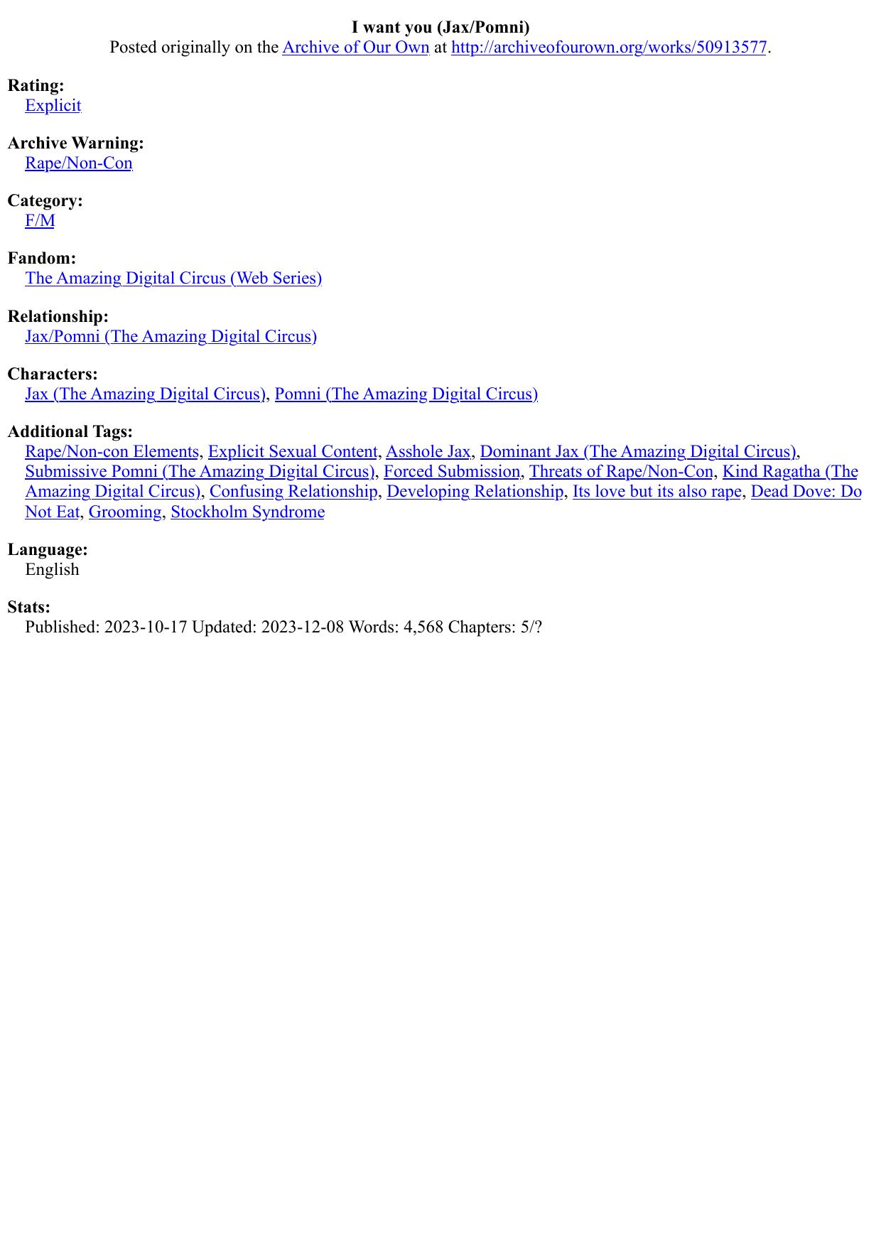 I want you (Jax/Pomni)