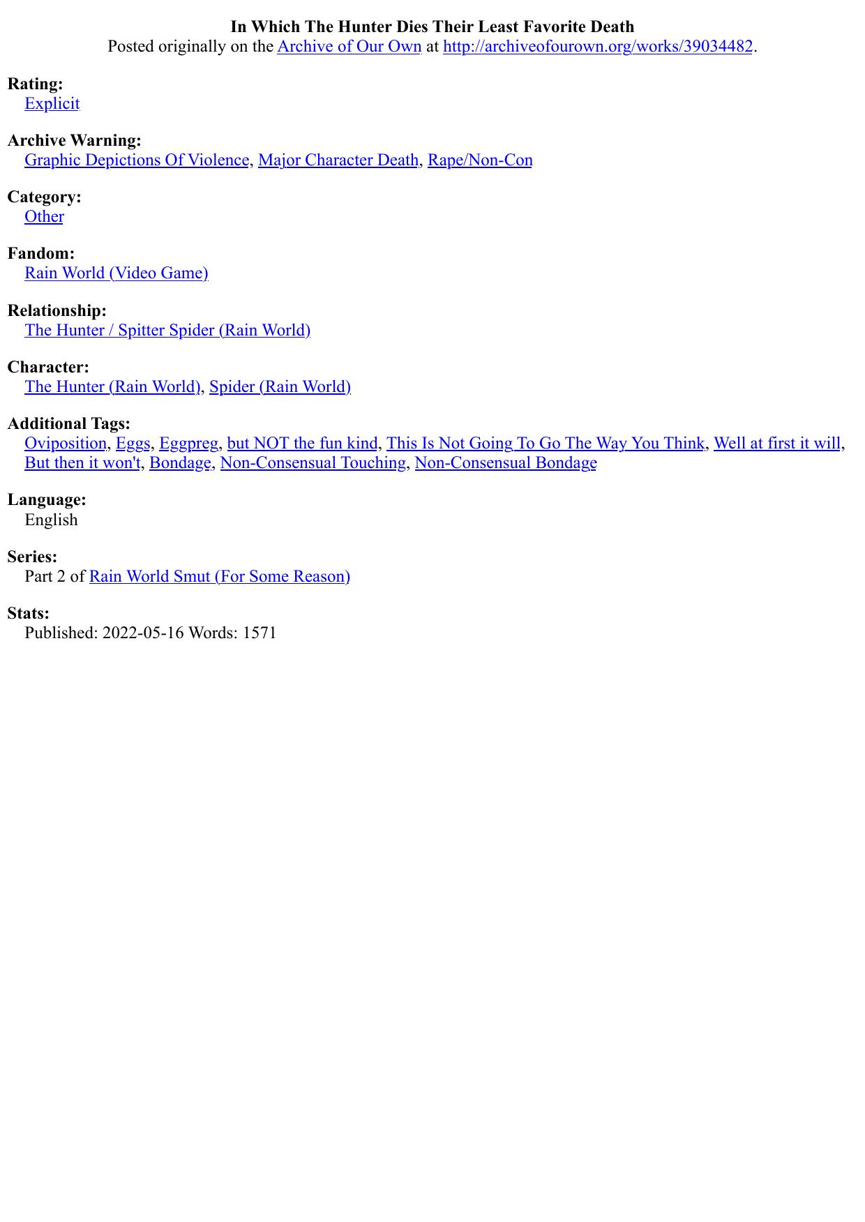 In Which The Hunter Dies Their Least Favorite Death