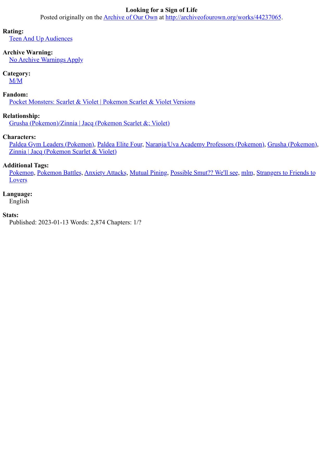 Looking for a Sign of Life