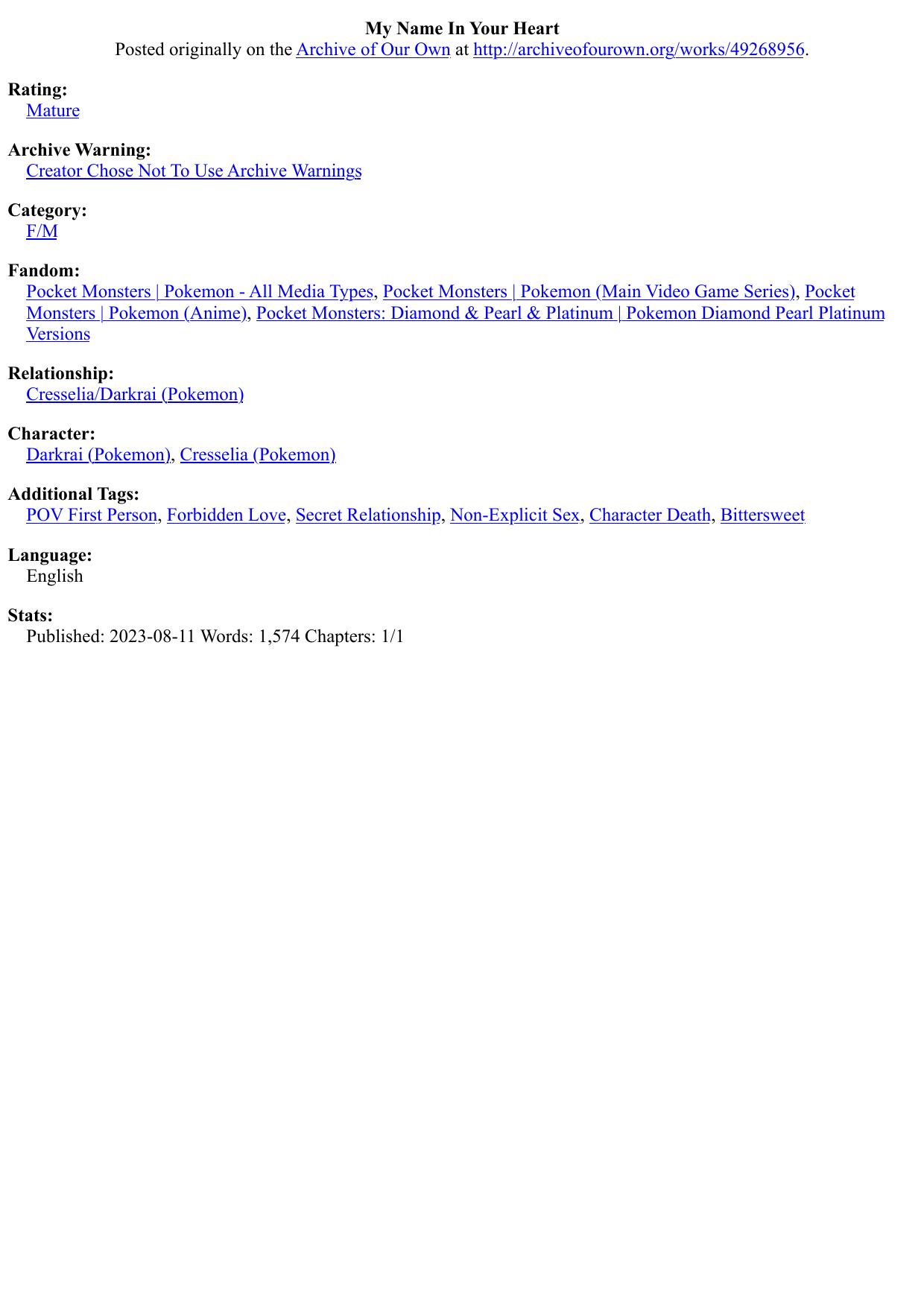 My Name In Your Heart