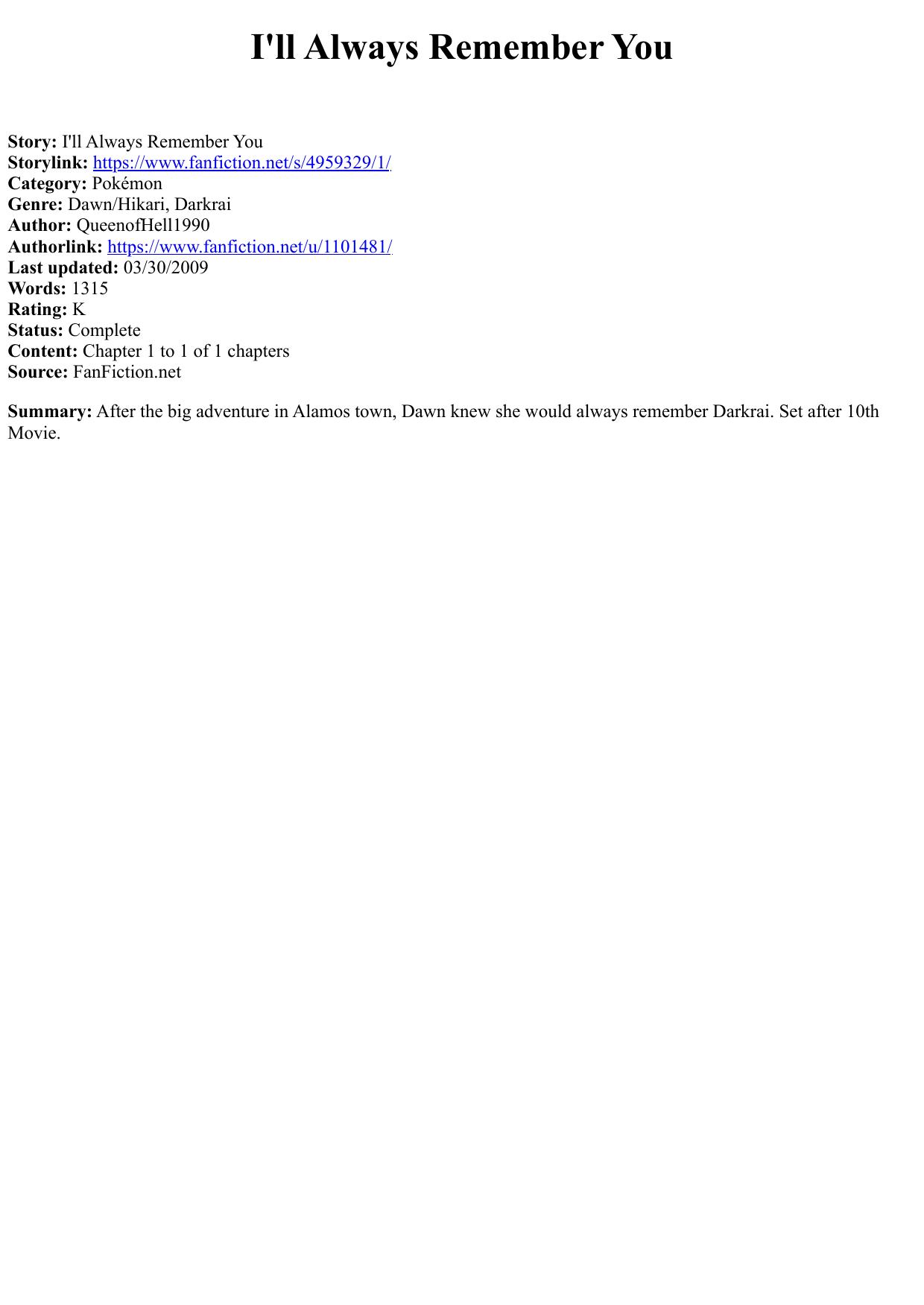 I'll Always Remember You