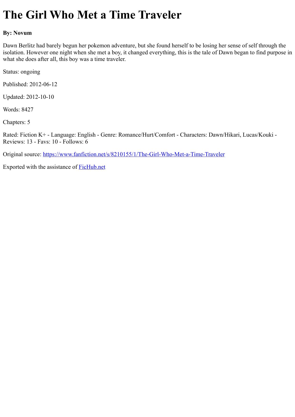 The Girl Who Met a Time Traveler