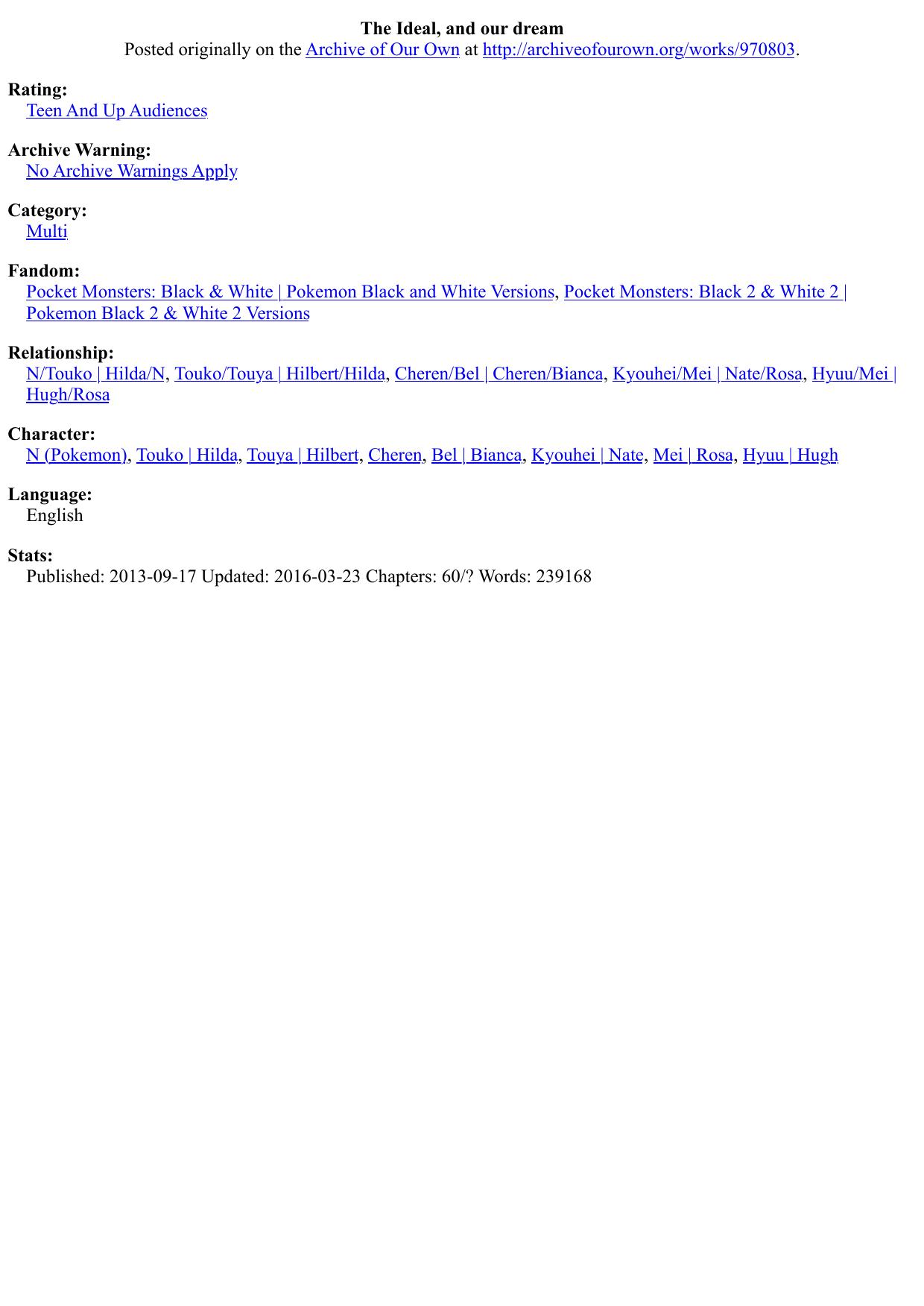 The Ideal, and our dream