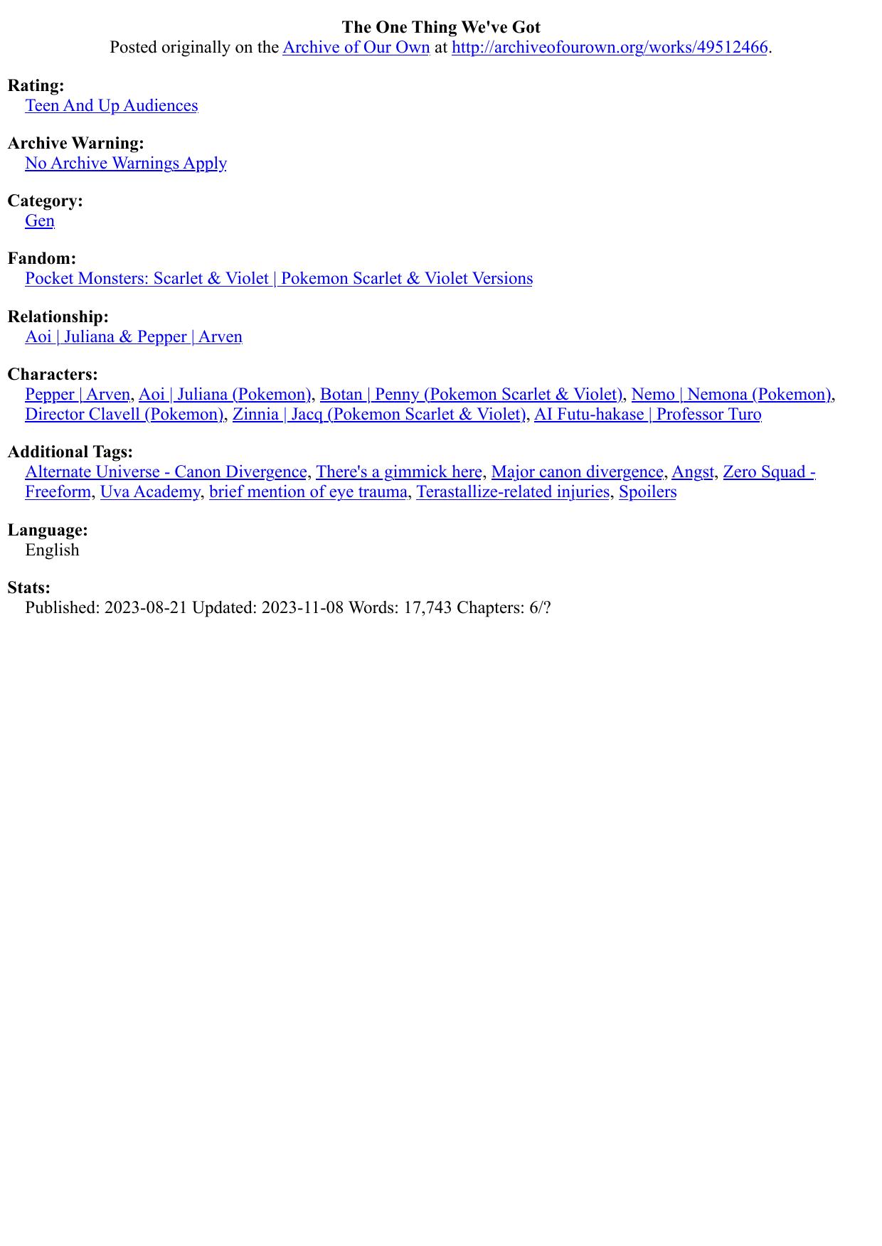 The One Thing We've Got