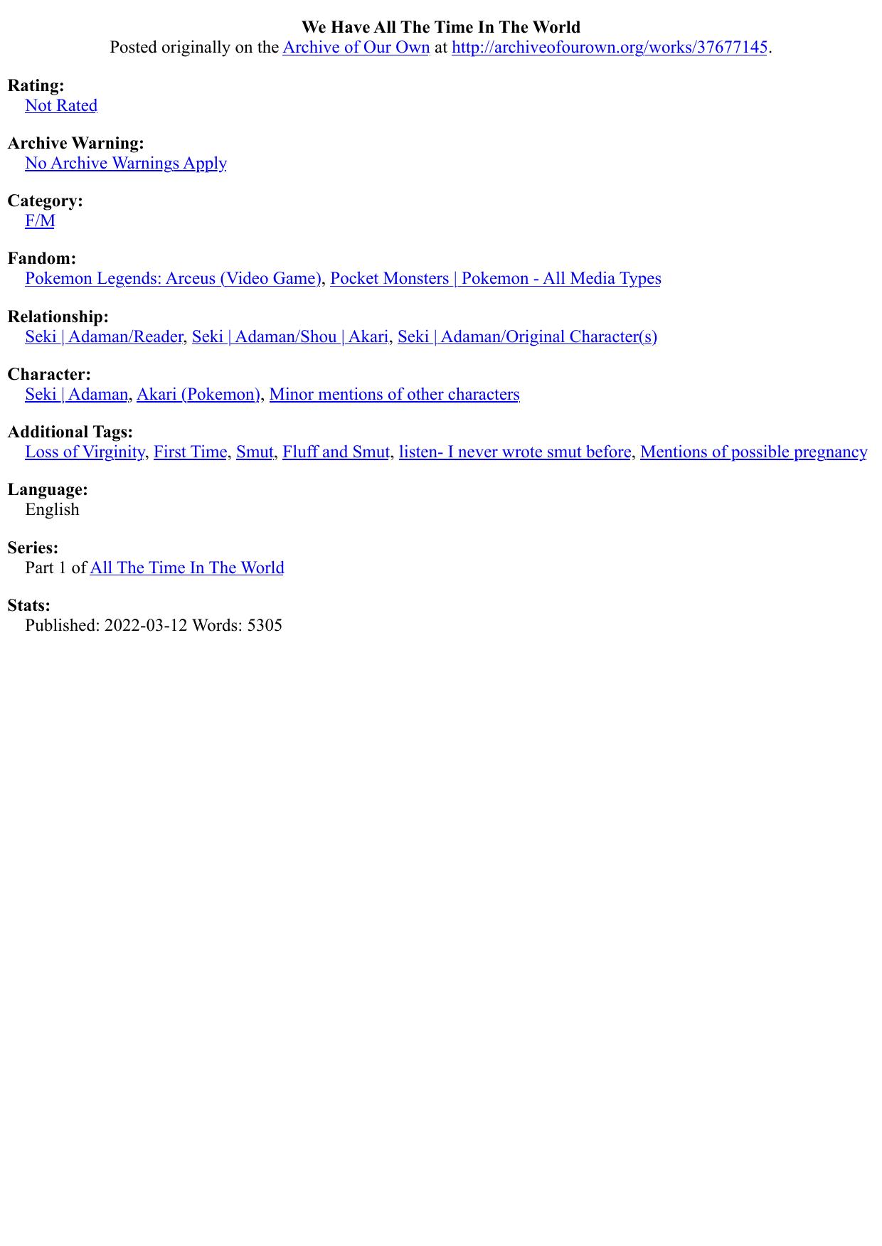 We Have All The Time In The World