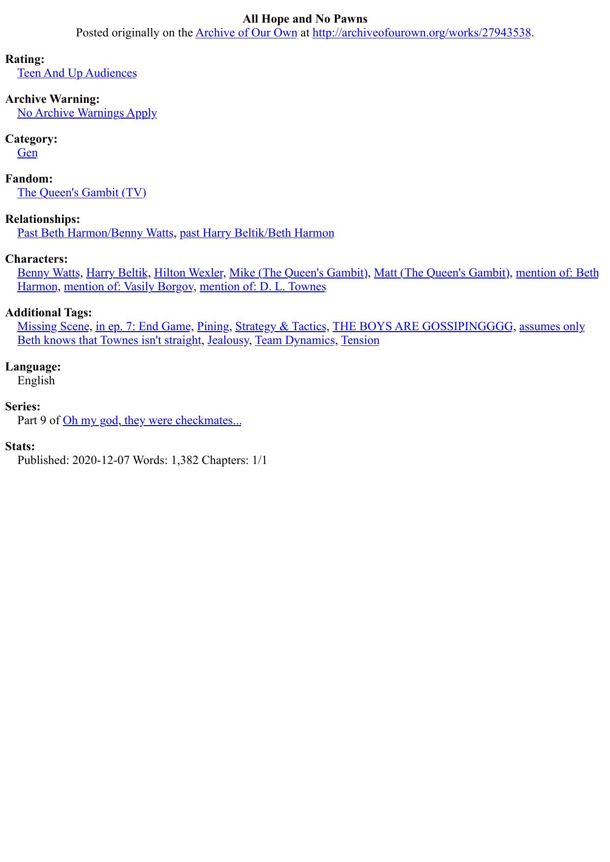 All Hope and No Pawns