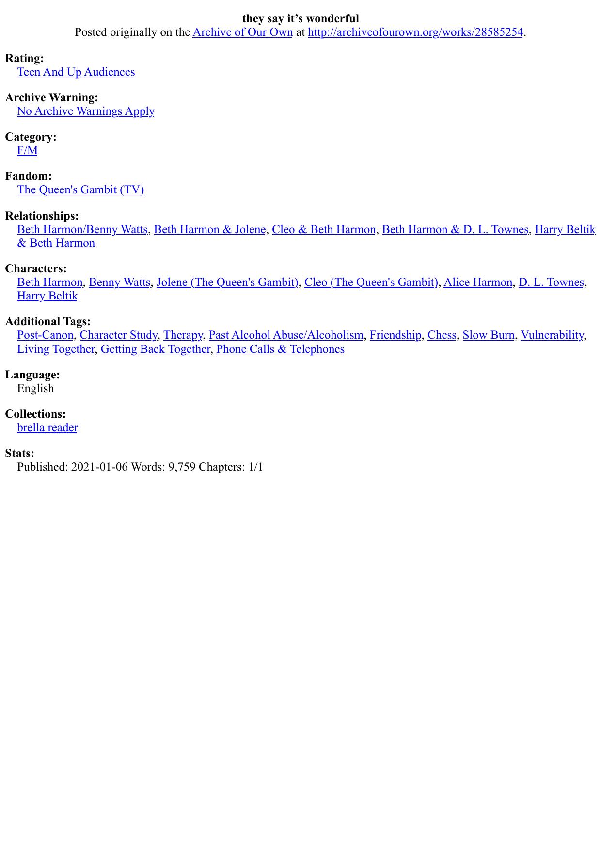 they say it’s wonderful