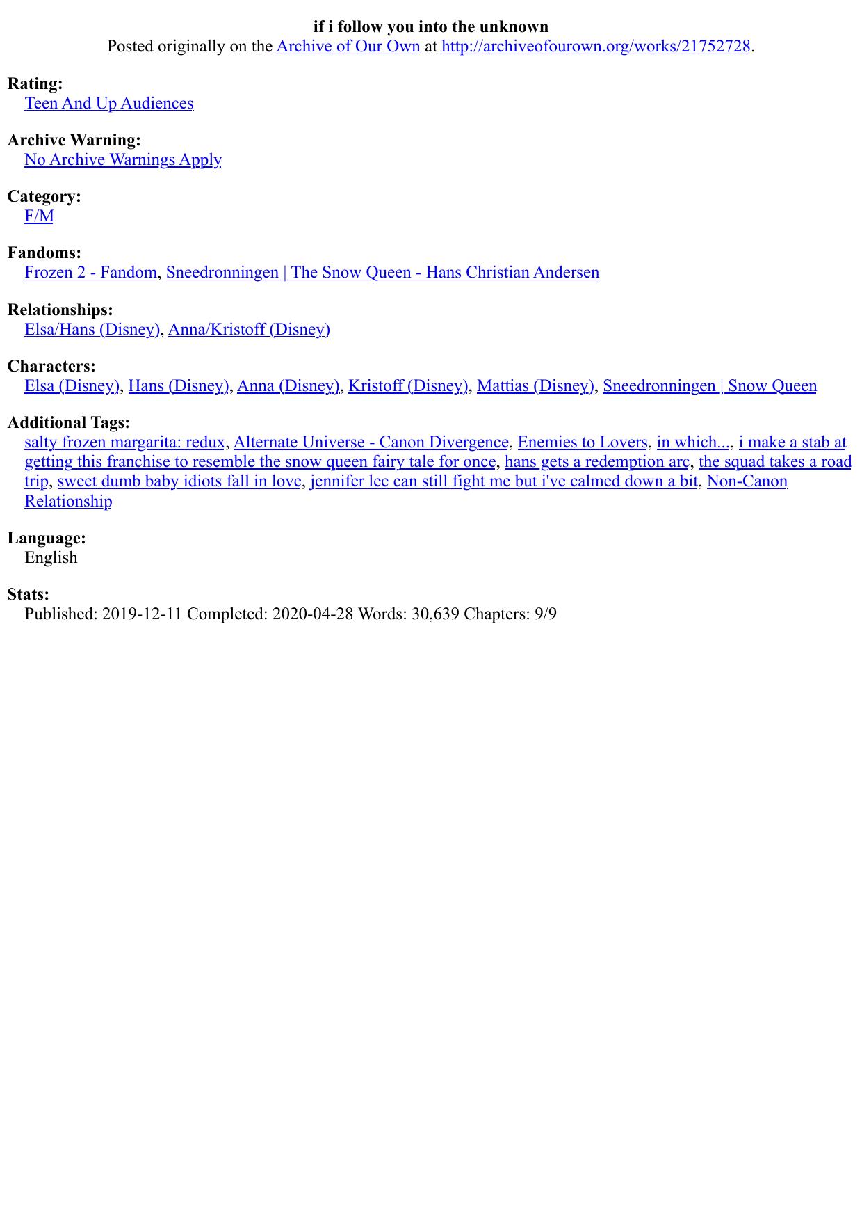 if i follow you into the unknown